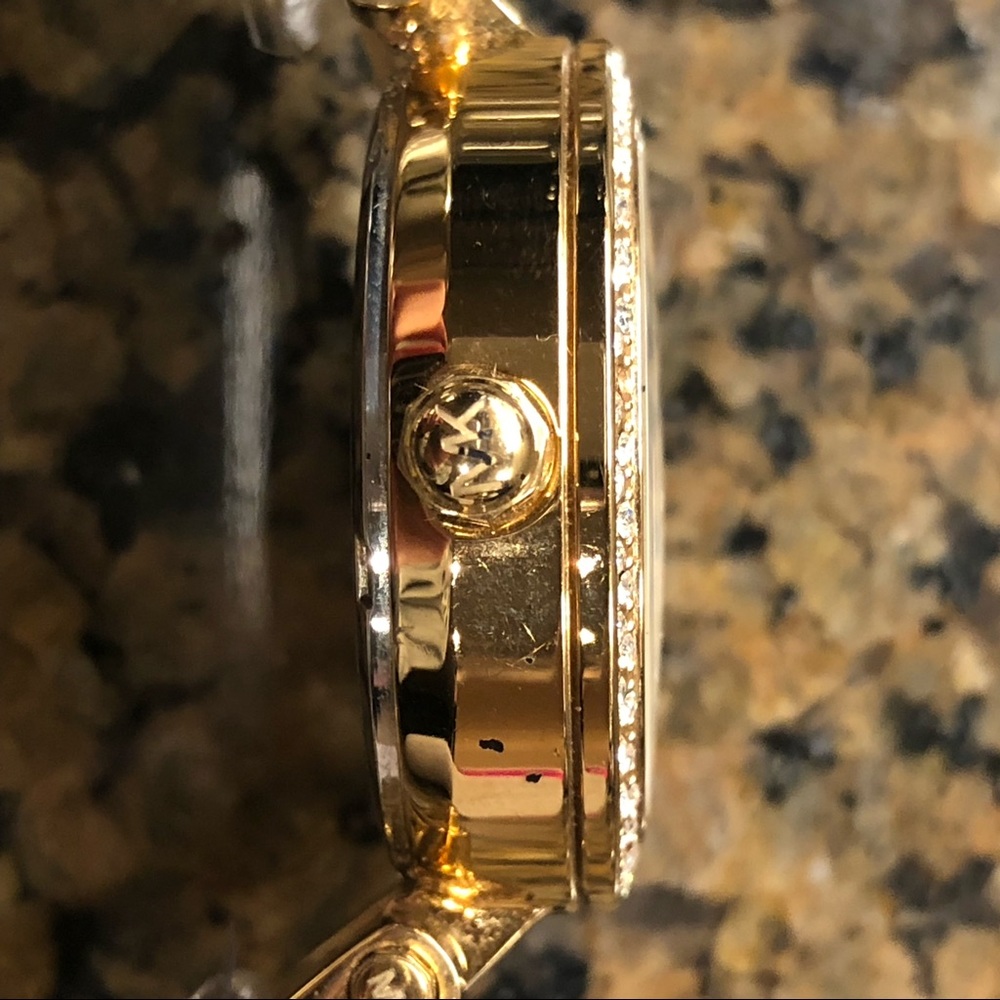 NIB Michael Kors Gold Mini Parker Crystal Watch - Picture 7 of 8